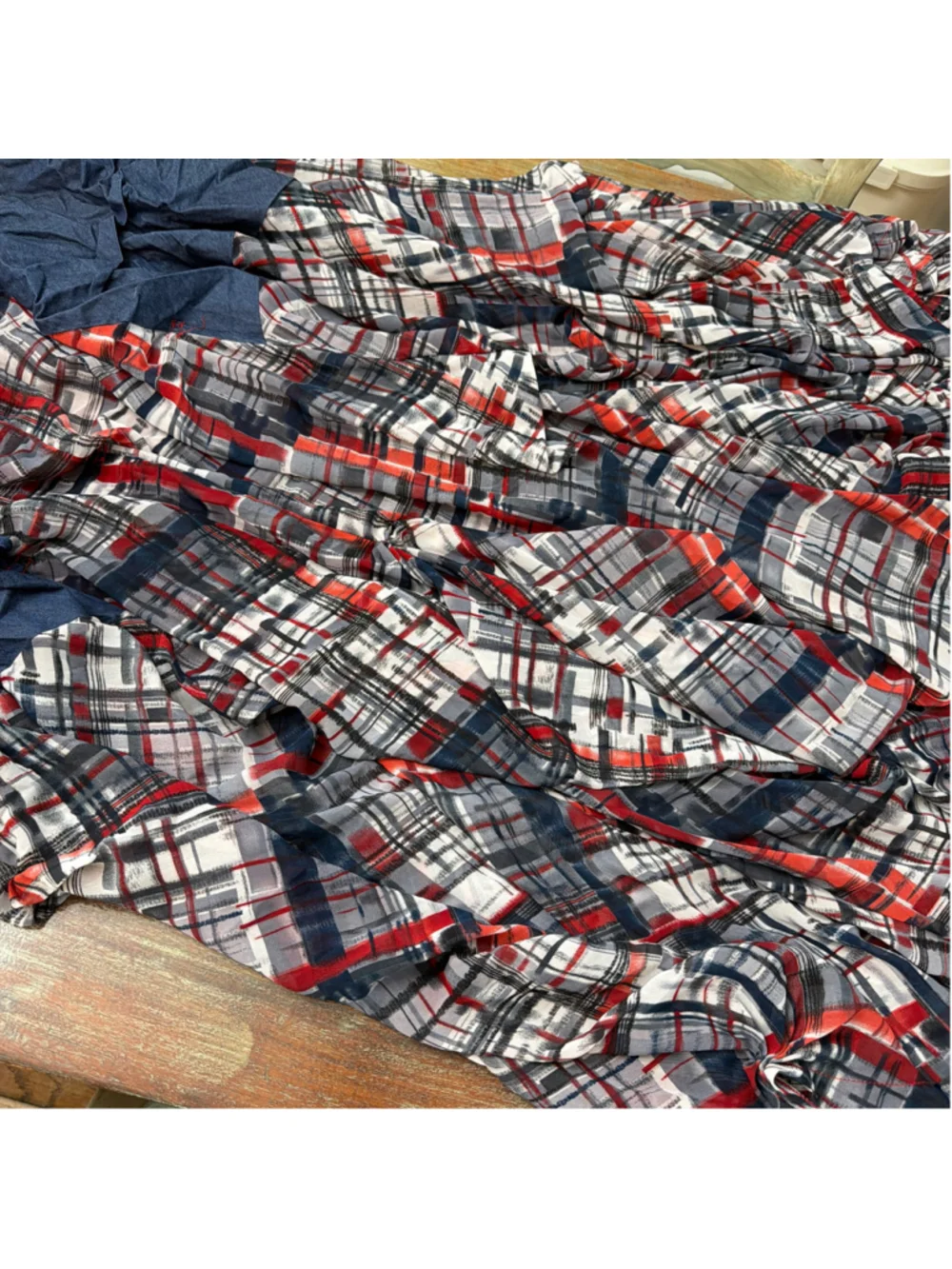 TOV Holy The Damsel's Plaid Tiered Maxi Skirt Blue Red Patchwork EU 38 US M